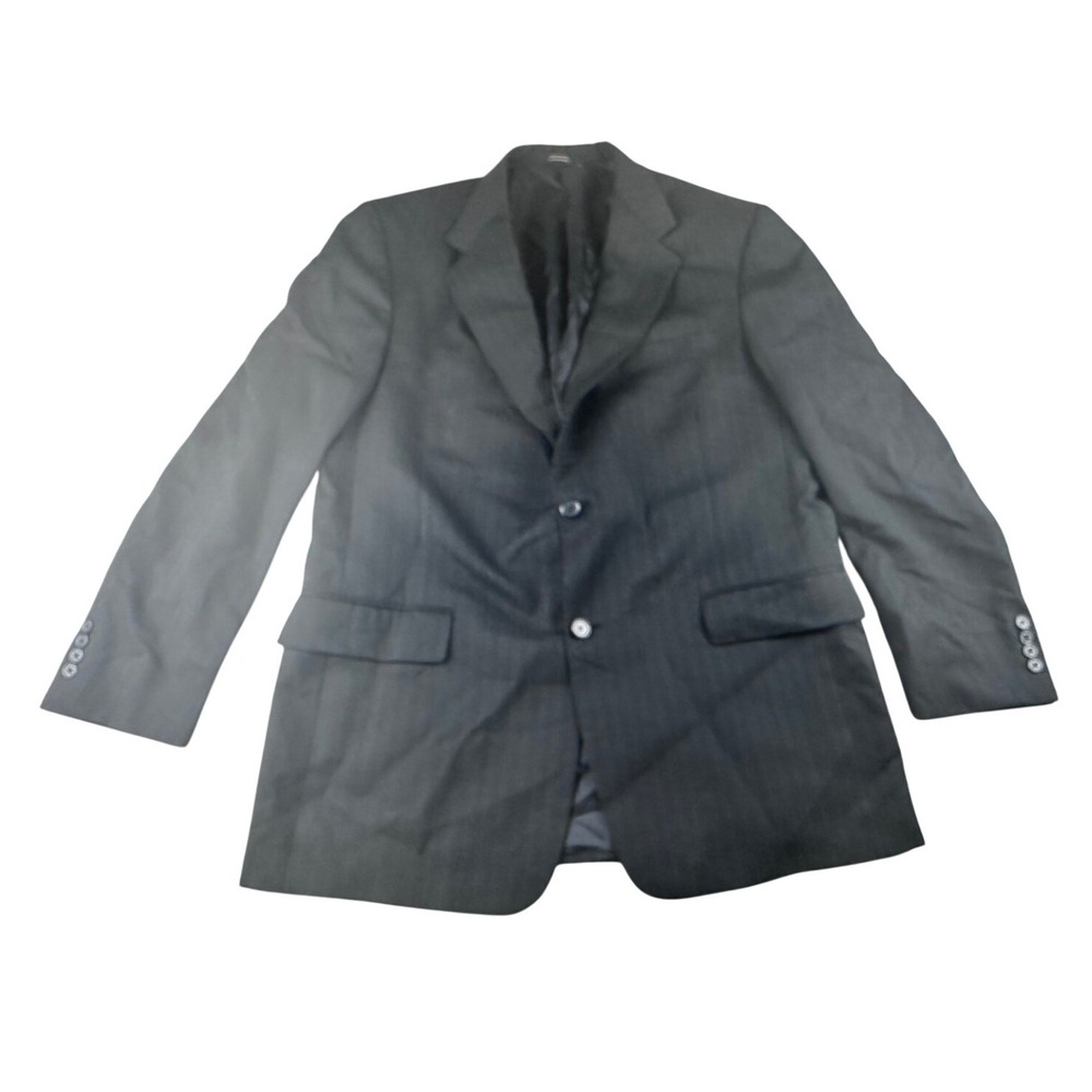 Hart Schaffner Marx Suit Jacket‎ Men L Black Gold Trumpeter Striped USA Office